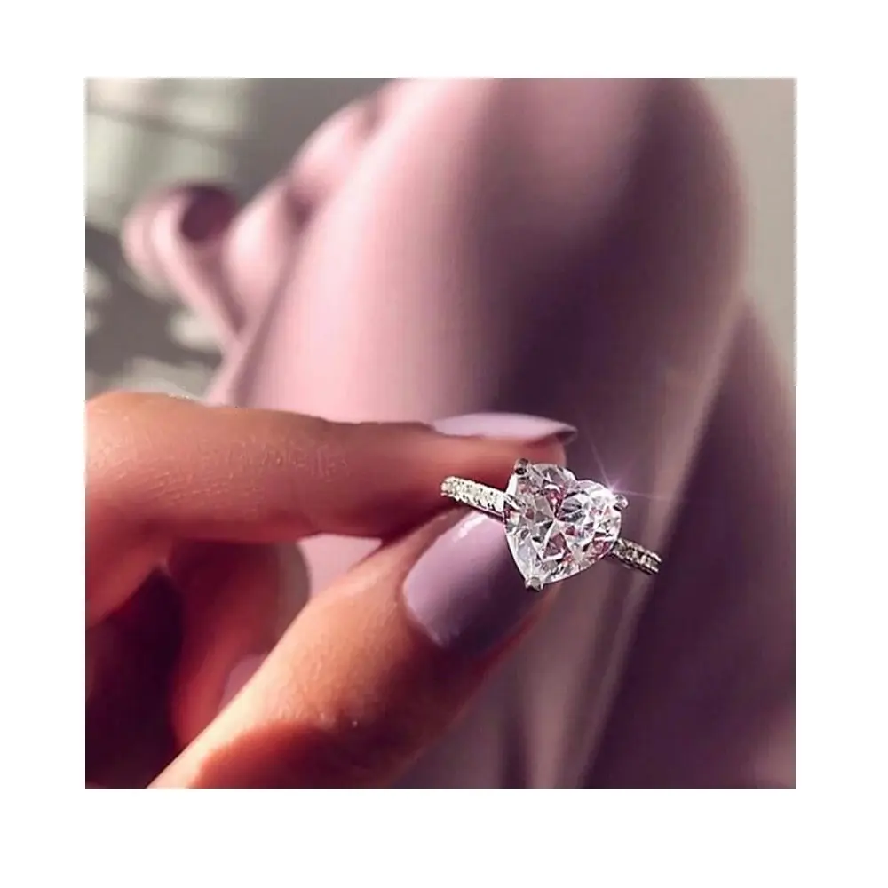 Fabrik INS Mode Zirkon Herz geformte Ehe Vorschlag Verlobung Ehering Bling Diamond Square Teardrop Ringe Frauen