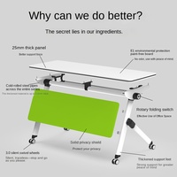 Ensemble table et chaises d'entraînement pliables en bois, bureau de direction mobile modulaire multifonctionnel en forme de barre pour deux personnes