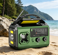 Radio AM/FM Portátil con Manivela y Energía Solar, con Luz LED y Función de Emergencia, Batería de Carga Automática de >5000mAh, Salida de 10-30W