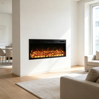 Cheminée électrique encastrable en métal de 60 cm avec chauffage, contrôle intelligent par application/Wi-Fi, flammes multicolores, verrouillage enfant, minuterie, pour usage hôtelier, version française