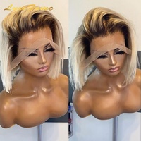 Perruque complète en dentelle 10-14 pouces, grade 15A, 613 Super Double Drawn, cheveux humains raides crépus pour femmes noires