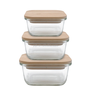 Boîte à bento <span class=keywords><strong>en</strong></span> verre pour aliments, bento carrée avec couvercle <span class=keywords><strong>en</strong></span> <span class=keywords><strong>bambou</strong></span> facile, 1 pièce - Product Image 1