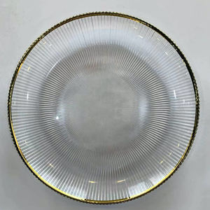 Juego de Platos Base para Vino Espumoso con Diseño de Rosas Doradas a Rayas, Únicos, para Bodas, Venta al por Mayor - Product Image 1