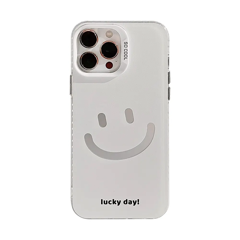 I15 casing ponsel dilapisi elektro wajah tersenyum, cocok untuk 14 casing ponsel Promax 12 Apple 13 minimalis gaya Korea 11 anti jatuh 14 keras