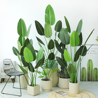 Tanaman Hias Buatan Skala Besar, Palem Travelers, Alocasia, Monstera, Tanaman Lantai untuk Interior/Toko, Desain Lanskap
