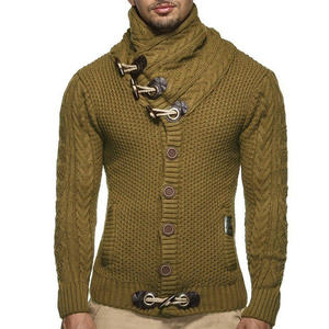 工厂定制风格或标志ODM男士春季条纹针织夹克服装上衣纽扣冬季厚毛衣外套 - Product Image 3