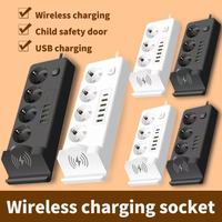 Station de recharge sans fil de bureau, multiprise EU avec 3/4 prises Schuko, plusieurs ports USB Type-C, rallonge ignifuge