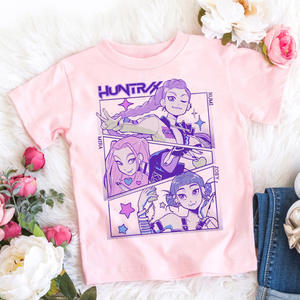 T-shirt K-POP Demon Hunter pour enfants, imprimé <span class=keywords><strong>dessin</strong></span> animé, col rond, basique, décontracté, haut pour filles - Product Image 3