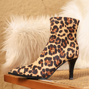 Stivaletti da <span class=keywords><strong>Donna</strong></span> alla Moda con Tacco Alto 8cm, Punta Affusolata, Stampa Leopardata e Blocchi di Colore, Sexy Stiletto, Taglia Grande <span class=keywords><strong>42</strong></span> - Product Image 5