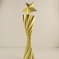 Vente en gros Gravure Logo Médaille étoile d'or Trophées personnalisés Tasses Résine Figurine en forme d'étoile Trophée Cadeau souvenir pour gagnant