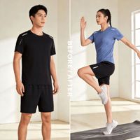 Conjunto Deportivo Unisex de 5 Colores en Malla Transpirable para Correr, Manga Corta, Cuello Redondo, Costuras Elegantes, Elástico en 4 Direcciones