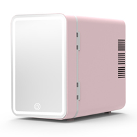 Mini-réfrigérateur rose 4L en promotion avec miroir LED pour le rangement des cosmétiques et des soins de la peau pour filles