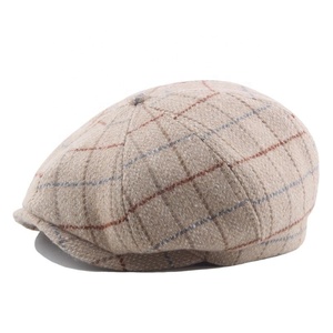 Best Seller <strong>Woollen</strong> Fashion Plaid 8 Panels Newsboy Cap <strong>Hat</strong> for <strong>Men</strong> Fall Winter Warm Beret <strong>Hat</strong> - Product Image 3