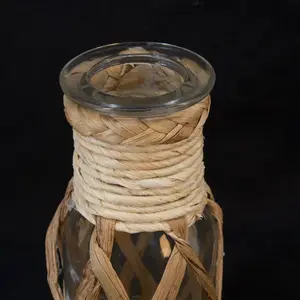 Eco-Friendly Material Compilation Decorative Desktop Glass Vase Exquisite Macrame Style Vase