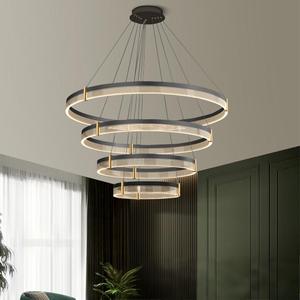 Hiện đại sang trọng <span class=keywords><strong>LED</strong></span> 3-Ring thay đổi độ sáng trần ánh sáng mặt dây chuyền hình chữ nhật/hình bầu dục phong cách Bắc Âu phòng khách đèn chùm - Product Image 3