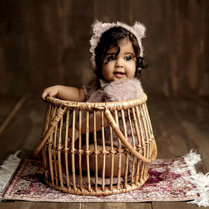 A rustic rattan baby <b>stroller</b> set <b>for</b> newborns and <b>toddlers</b>. A prop <b>for</b> newborn photography. - Product Image 1