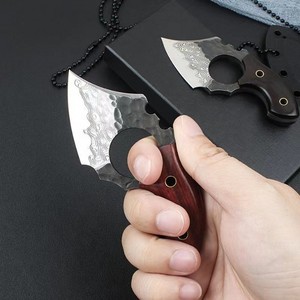 Ascia Piccola HK SS218 Damascus Personalizzabile OEM, Coltello da Giardino Multifunzione in Acciaio Inox con Manico in Legno, Punta a Clip 8mm - Product Image 5