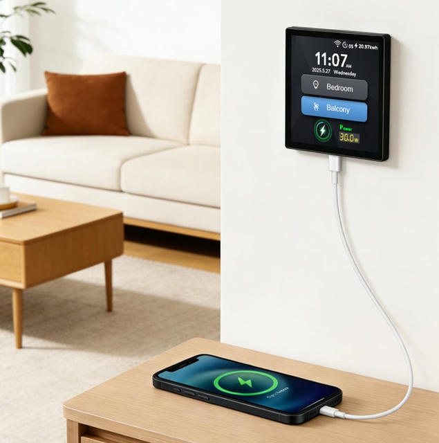 30W PD Fast Charging Smart LCD Wall Switch, WiFi Zigbee Light Switch, Home Bedroom Kitchen, Voice Control Smart Home Device
