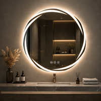 Miroir de salle de bain intelligent LED rectangulaire moderne avec cadre en aluminium, fixation murale, commande tactile, lumière à intensité variable et fonction anti-buée