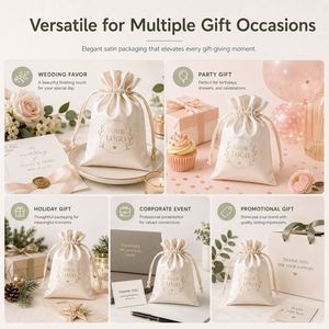 Bolsa de Satén Suave con Cordón, Personalizable con Logotipo, para Regalos, Empaque de Lujo para Fiestas y Días Festivos, para el Mercado Norteamericano - Product Image 5