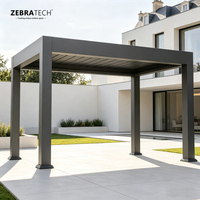 Auvent électrique autoportant en aluminium robuste avec toit à lames rétractables, éco-responsable, installation facile pour patios et terrasses