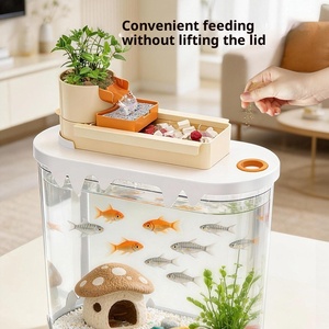 Aquarium ovale de luxe en matériau AS - 3 tailles, 2 couleurs, ensemble complet avec filtre pour la maison, le bureau, vente en gros - Product Image 3