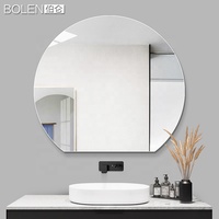 Miroir mural demi-rond sans cadre, anti-explosion, décoratif pour salle de bain et chambre à coucher