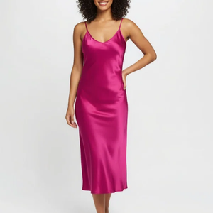 Wholesale custom Women Spaghetti Strap Satin Chemise Sleepwear Long Nightgowns Nightwear Full Slip Nightdress - Product Image 1