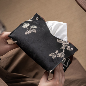 Chinese Style Brocade Fabric Tissue <b>Box</b> Cover With <b>Floral</b> Pattern For Living Room Car Tea Ceremony Accessory - Product Image 3