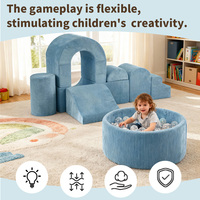 Konvertierbares 9-teiliges Modulares Kinder-Spielsofa aus Cord, Waschbares Schaumstoff-Sofa zum Bauen, Spielmöbel für Kleinkinder-Spielzimmer