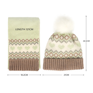 <span class=keywords><strong>Bonnet</strong></span> personnalisé pour <span class=keywords><strong>fille</strong></span>, doux, épais, chaud, tricoté pour l'hiver, avec pompon et écharpe assortie - Product Image 3