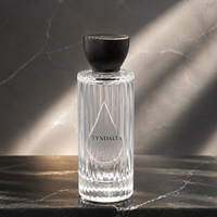 Flacon de parfum cylindrique en verre artistique unique avec boîte, 150 ml, pour parfum féminin, avec col serti, bouchon en verre FEA 15
