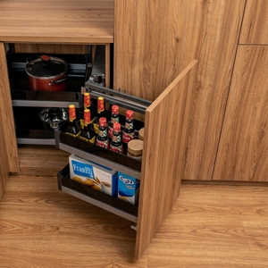 Organisateur d'angle escamotable à fermeture douce pour armoire <span class=keywords><strong>de</strong></span> <span class=keywords><strong>cuisine</strong></span>, avec paniers en verre et fer, largeur réglable 900 mm, modèle DWG90, direct usine - Product Image 1