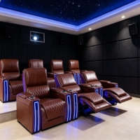 Sofá Reclinable de Lujo para Cine en Casa, de 1, 2, 3 y 4 Plazas, Asientos Eléctricos con Luz LED, Portavasos, Silla Personalizada para Sala de Cine