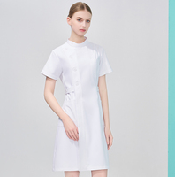 Uniforme d'infirmière pour femme, col long, blanc, manches longues, pour infirmière de clinique