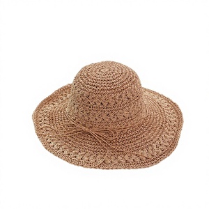Sombrero de paja Panamá para mujer, de ala ancha, plegable, beige, calado, flexible, para playa y viaje, con cinta, personalizado - Product Image 2