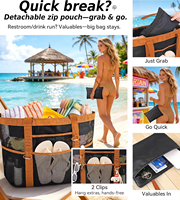 Sac de plage en maille pour femmes, fermeture éclair supérieure, 11 poches, pochette amovible, lavable en machine, sac à main chic pour l'été