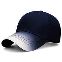 Gorra de béisbol con logo personalizado, visera degradada, 6 paneles estructurados, diseño de bloques de color, impresión por transferencia térmica, gorra de sarga OEM