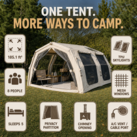Tente pneumatique Coody 17.2 Familia Pro Air - Beige, tente pneumatique de luxe pour le camping familial en plein air, glamping, tente gonflable pour les voyages