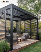 Kits de Pérgola Bioclimática Motorizada con Techo de Lamas de Aluminio para Exteriores, 3x3, 3x4, 3x5, 3x6, 4x3, 4x4, 4x5, 4x6, 5x3, 5x4, 100% Impermeable