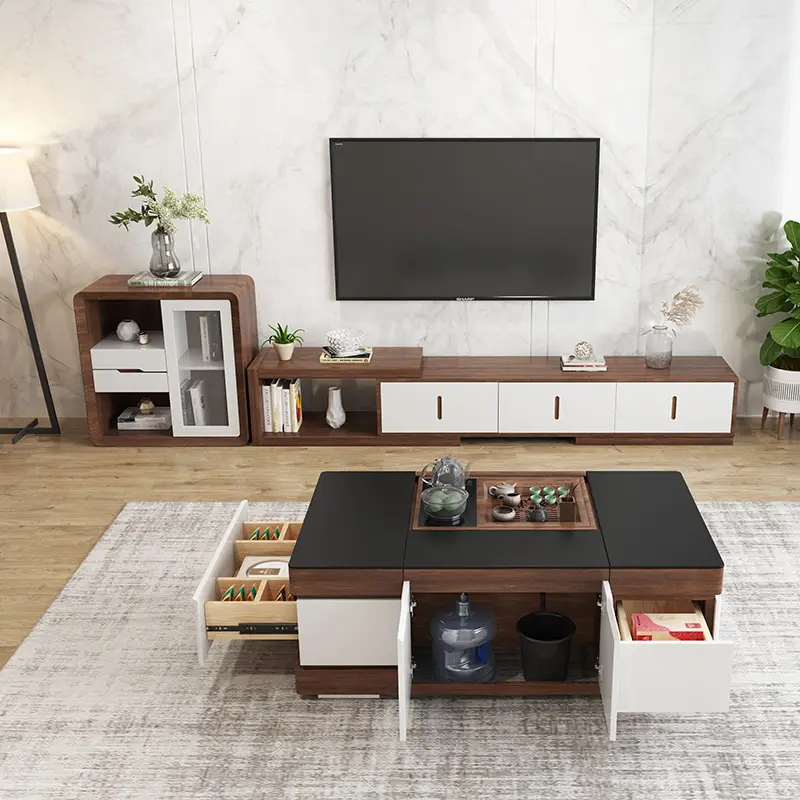 Wohnzimmer möbel moderner wasserdichter TV-Ständer Massivholz-TV-Schrank schwarz und weiß