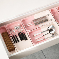 Boîte de rangement extensible moderne et simple en plastique PP moulé par injection, durable, avec séparateurs de rangement pour couverts, salon
