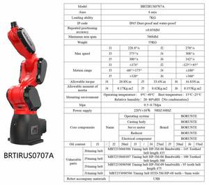 BRTIRUS0707A Bras de robot industriel de 700 mm de portée, capacité de charge de 7 kg, PLC, IP65, soudage automatique, boîte de vitesses, 220V/380V, neuf - Product Image 6
