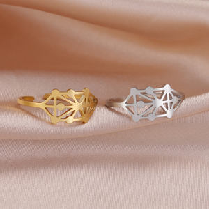 Myshape Kabbale Arbre de Vie Bague Femme Réglable Sephiroth Symbole Salomon Protection Amulette Acier Inoxydable Bijoux Juifs - Product Image 2