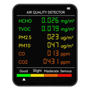 Akers Air Quality Detector 6 In 1 PM2.5 CO2 TVOC Formaldehyde Monitor LED Display Indoor Use - Product Image 1