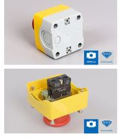 SAIPWELL Boîte de commande d'arrêt d'urgence jaune Boîte de bouton à sens unique Boîte de commutation à un trou avec fusible à réinitialisation automatique