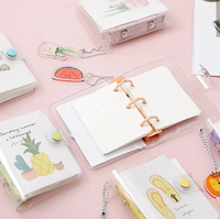 Mini classeur mignon transparent transparent avec 3 anneaux avec 3 enveloppes transparentes, recharge d'insertion de planificateur de papier et poches pour cartes photo