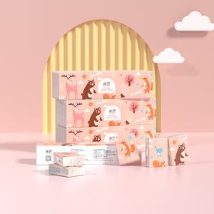 Lampure échantillon gratuit <span class=keywords><strong>de</strong></span> papier <span class=keywords><strong>de</strong></span> soie <span class=keywords><strong>de</strong></span> poche pulpe <span class=keywords><strong>de</strong></span> bambou 200*200 4ply animaux blancs mignons mouchoir doux utilisation extérieure humide et sèche - Product Image 1