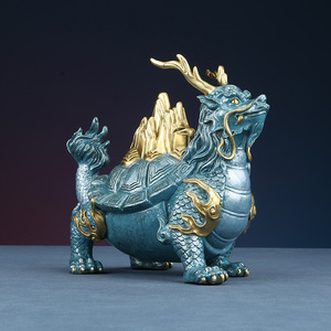 Ornement tortue dragon en cuivre, décoration Feng Shui, salon, entrée, hall, cadeau de cérémonie d'ouverture - Product Image 2