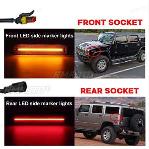 2/4 pièces Feux de position latéraux LED séquentiels, clignotants latéraux, feux indicateurs avant et arrière pour Hummer H2 2003-2009 - Product Image 6